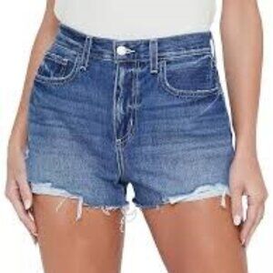RSQ | Distressed High Rise Button Fly Jean Shorts